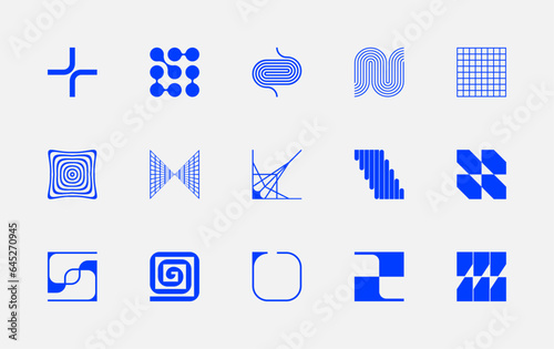 Set of vector, abstract, modern and brutalist symbols