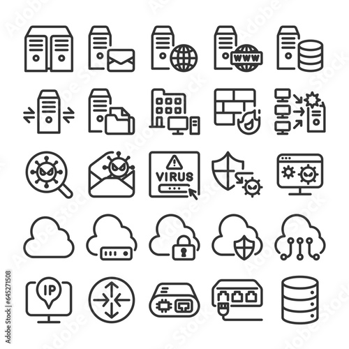 サーバー クラウド セキュリティ アイコン セット