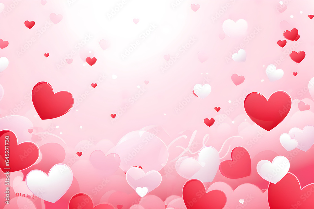 heart red white pink bright It represents young love. floating on a pink background