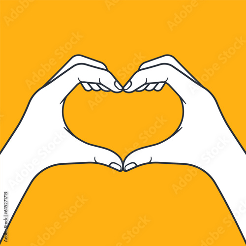 Two hands making heart sign.