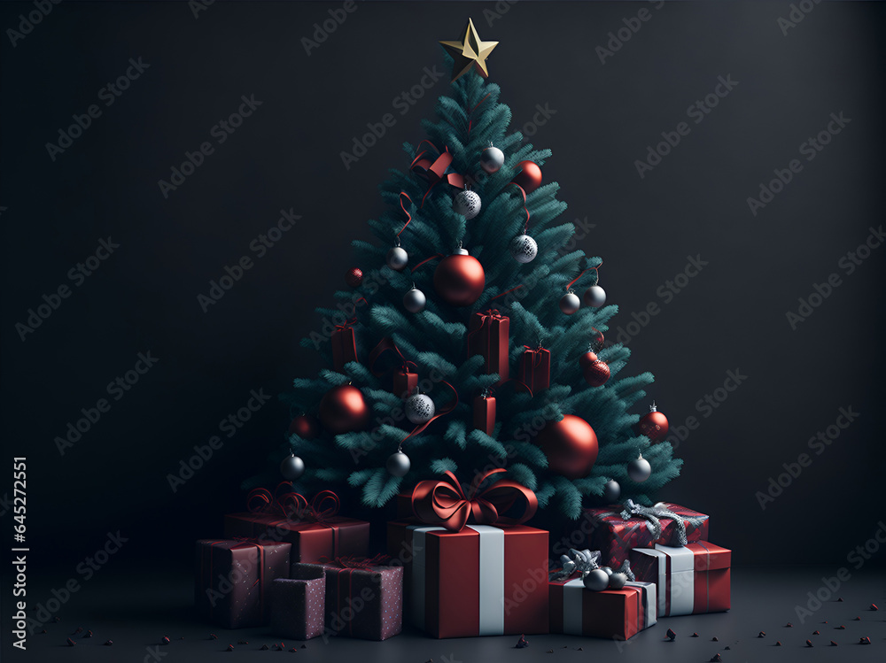 Christmas tree with gifts. luxury goods. AI Generated Christmas tree with gifts. luxury goods. AI Generated