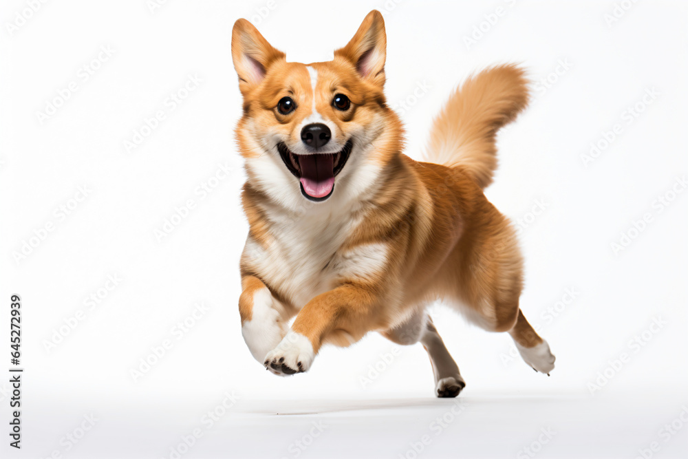 a dog running with its mouth open and tongue out