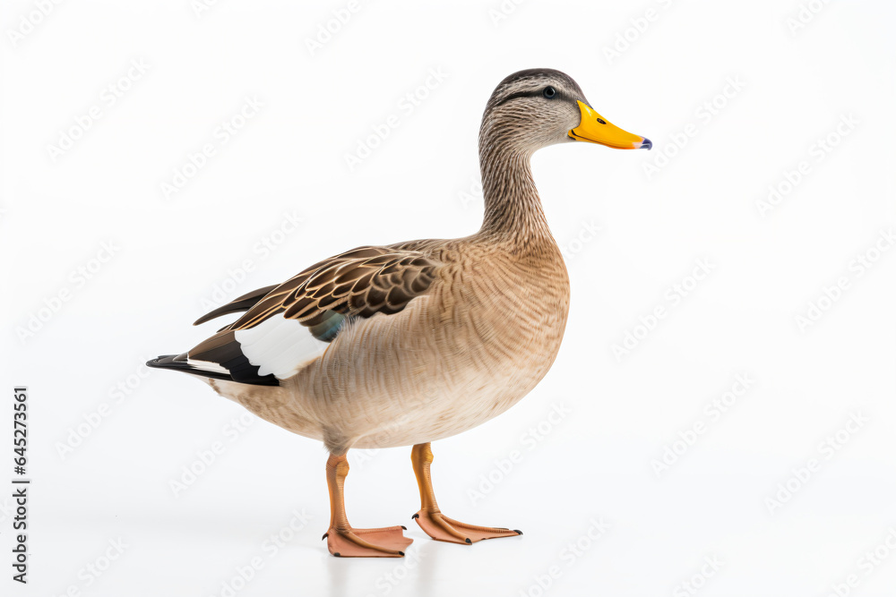 a duck standing on a white surface with a white background a duck standing on a white surface with a white background