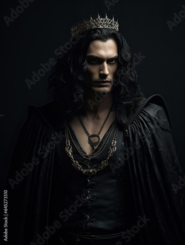 portrait of a young and handsome Gothic king with the crown Ai generative