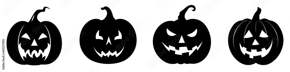 Fototapeta premium Pumpkin icon collection. Halloween pumpkin silhouettes.