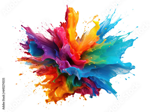 Rainbow color paint splash wallpaper . Generative AI © kharom