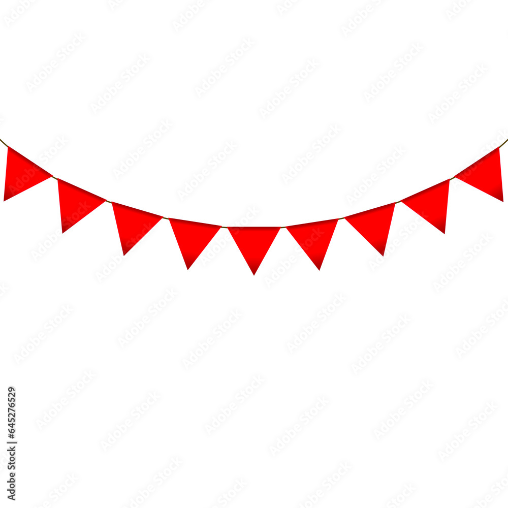 Obraz premium Red colour bunting pennants image with transparent background.