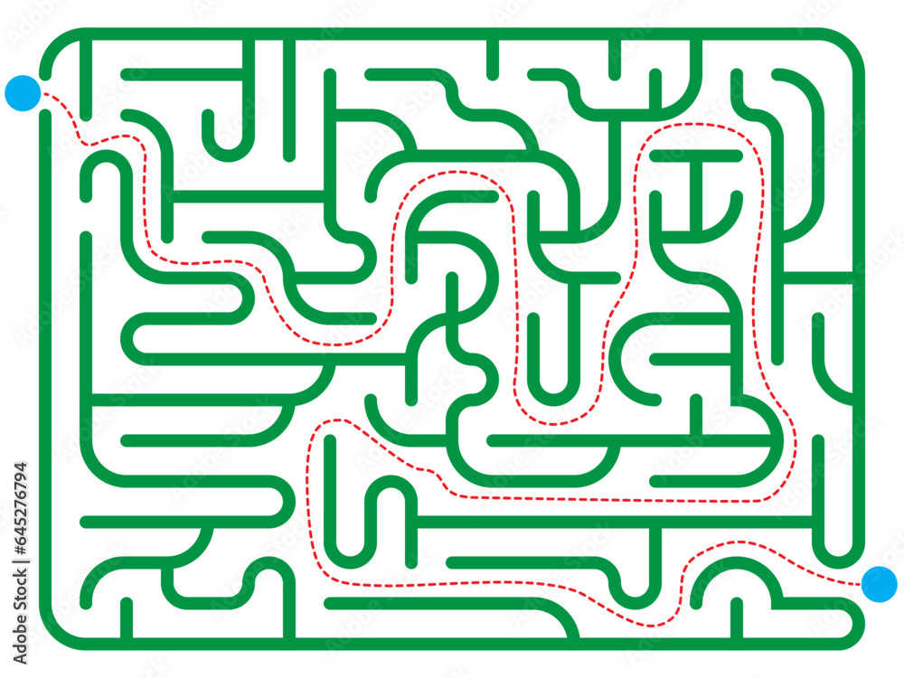 Maze puzzle rectangle shape,labyrinth vector green wall on white ...