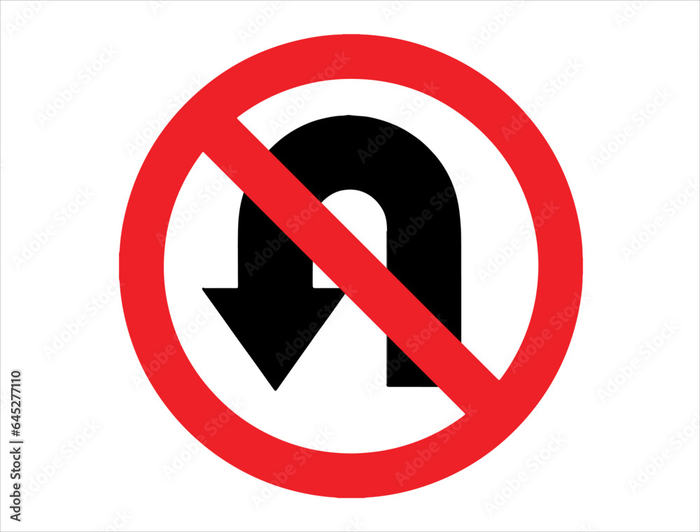 No u turn sign vector art white background No u turn sign vector art white background