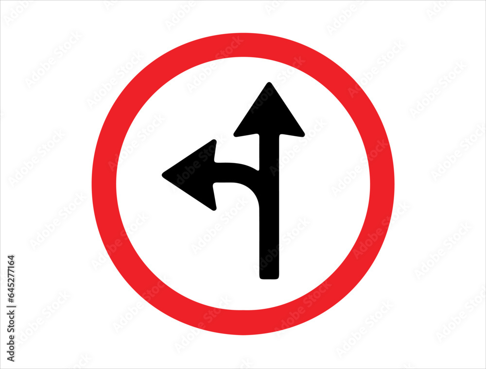 Turn left proceed straight traffic sign vector art Turn left proceed straight traffic sign vector art