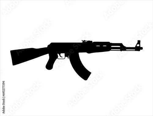 Ak47 rifle silhouette vector art white background photo