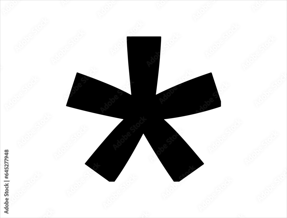 Asterisk symbol silhouette vector art white background