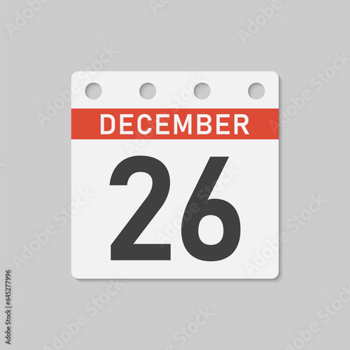 Icon page calendar day - 26 December