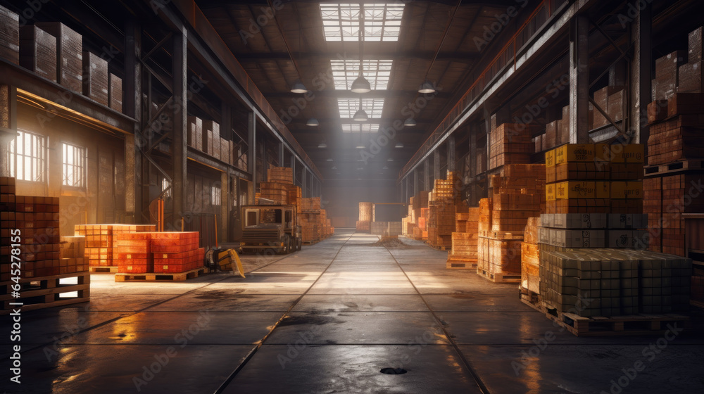 interior warehouse at evening