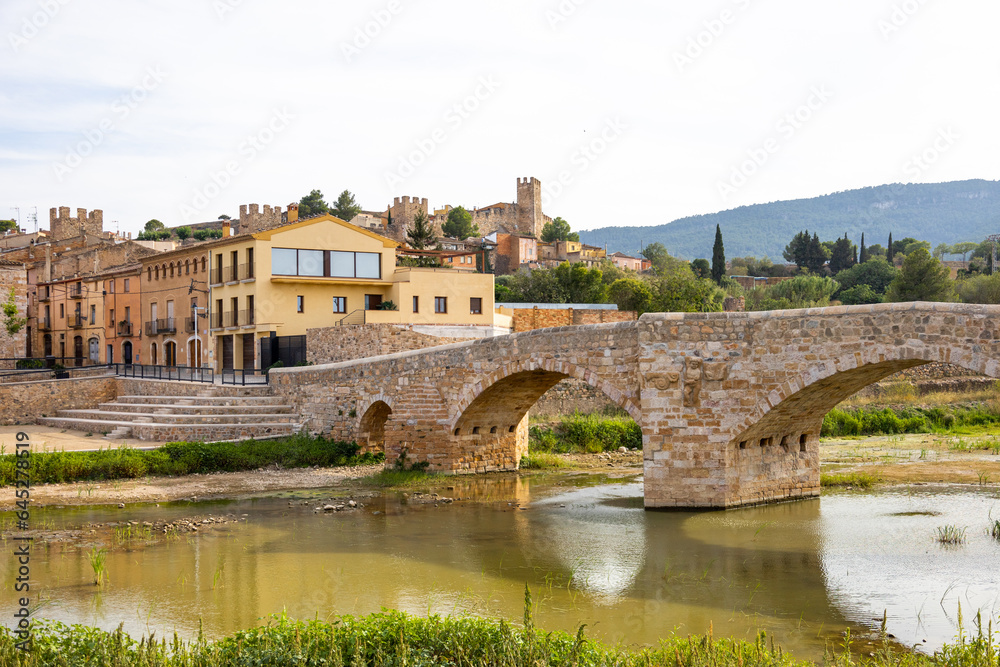New Old Bridge of Montblanc, Catalonia, Spain. Ancient medieval city.