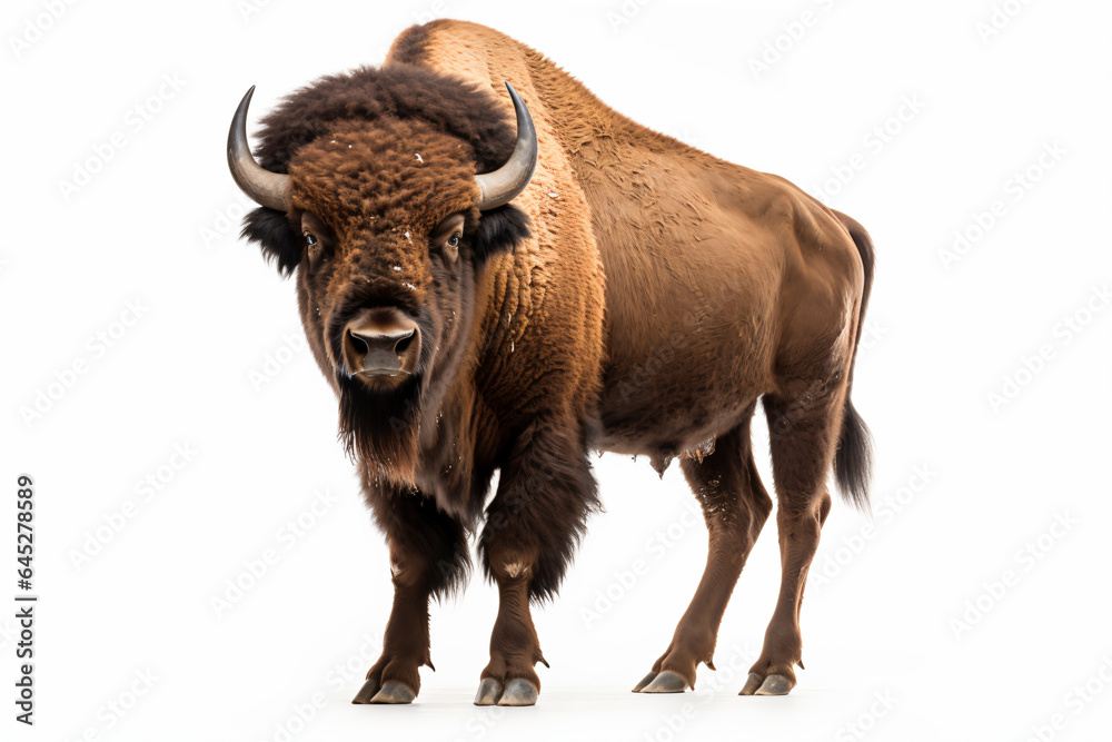a bison standing on a white surface with a white background a bison standing on a white surface with a white background