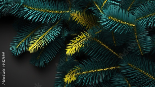 Christmas tree branches background in flat design. Generative Ai