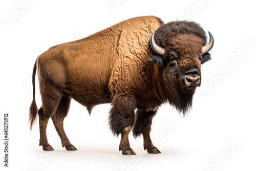 a bison standing on a white surface with a white background