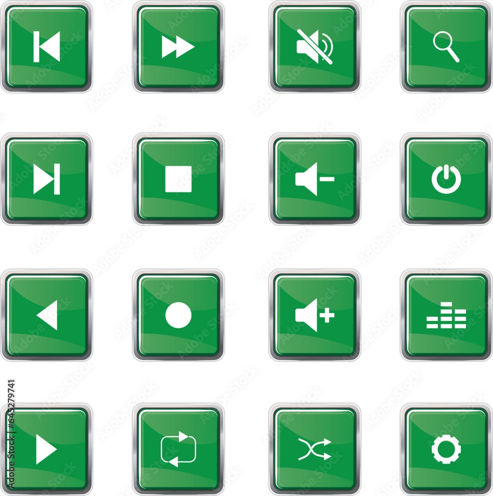 The green square button has several symbols. The green square button has several symbols.