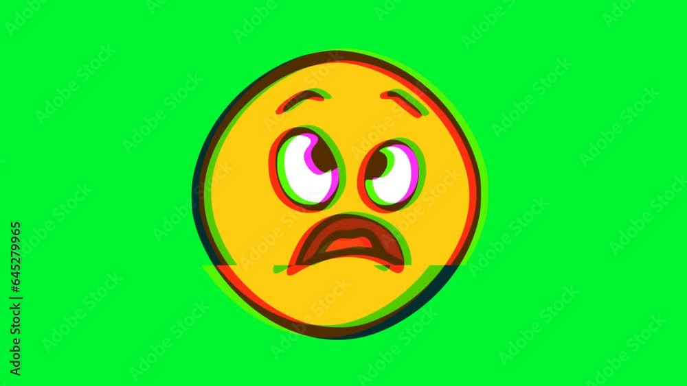 Frightened face emoticon with glitch effect. Cartoon face animation, Emoji motion graphics Frightened face emoticon with glitch effect. Cartoon face animation, Emoji motion graphics