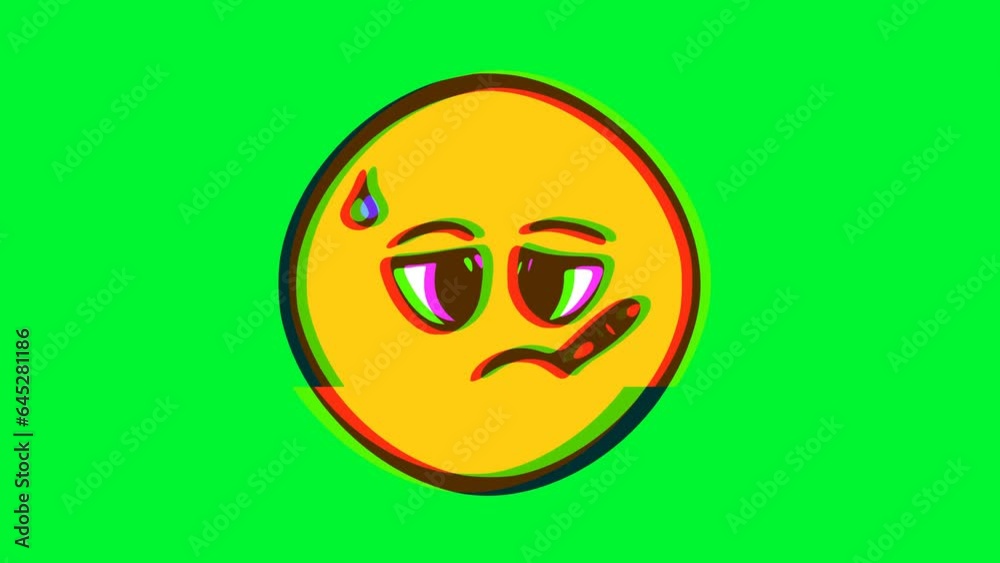 Sick face emoticon with thermometer with glitch effect. Cartoon face animation, Emoji motion graphics Sick face emoticon with thermometer with glitch effect. Cartoon face animation, Emoji motion graphics