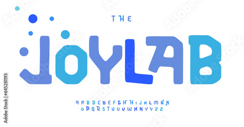 Slab serif cartoon font with hint of cartoon fun. Playful round letters for joyful kid design, toy logo and headline of game. Scientific and cartoon style typography. Vector typeset.