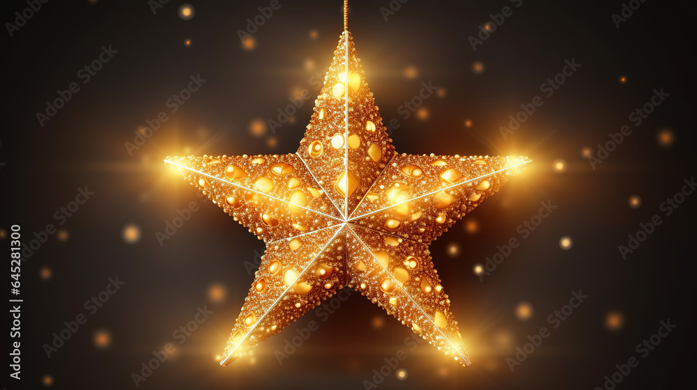 Gold star light new year wallpaper. Generative Ai Gold star light new year wallpaper. Generative Ai