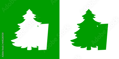 Tiempo de Navidad. Logo con letra inicial I con silueta de árbol de navidad tipo pino o abeto para su uso en invitaciones y felicitaciones