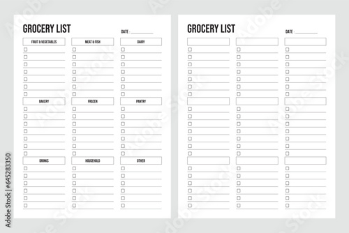 grocery list template, shopping list