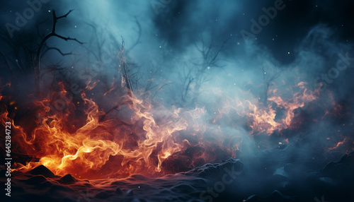 winter and fire mystery smoke background texture,twirling around.