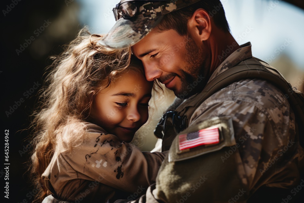 An affectionate reunion between a military father and his daughter.