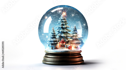 Beautiful flat snowball globe. Generative Ai