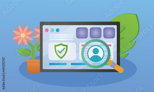 cyber security concepts, data protection and confidentiality.on blue background.Vector Design Illustration.