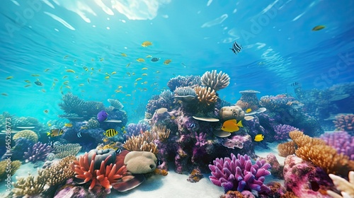 Vibrant coral reef teeming with marine life  showcasing biodiversity