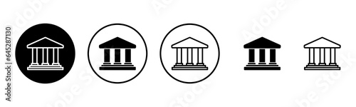 Bank icon set illustration. Bank sign and symbol, museum, university