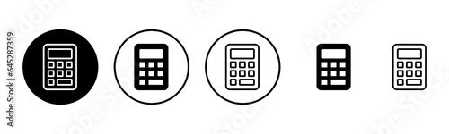 Calculator icon set illustration. Accounting calculator sign and symbol.