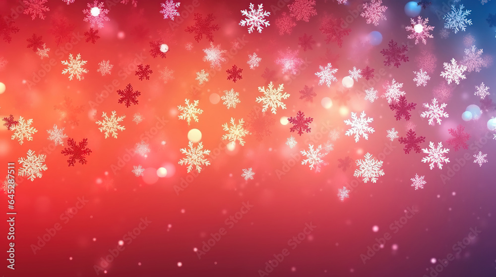 Golden snowflakes on red background. Generative Ai Golden snowflakes on red background. Generative Ai