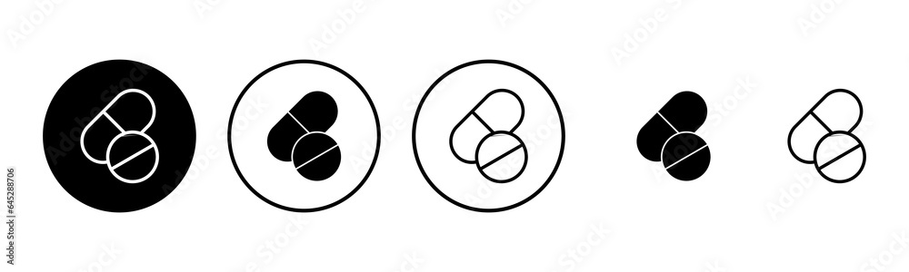 Pills icon set illustration. capsule icon. Drug sign and symbol Pills icon set illustration. capsule icon. Drug sign and symbol