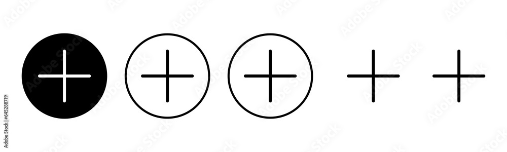 Plus Icon set illustration. Add plus sign and symbol Plus Icon set illustration. Add plus sign and symbol