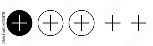 Plus Icon set illustration. Add plus sign and symbol