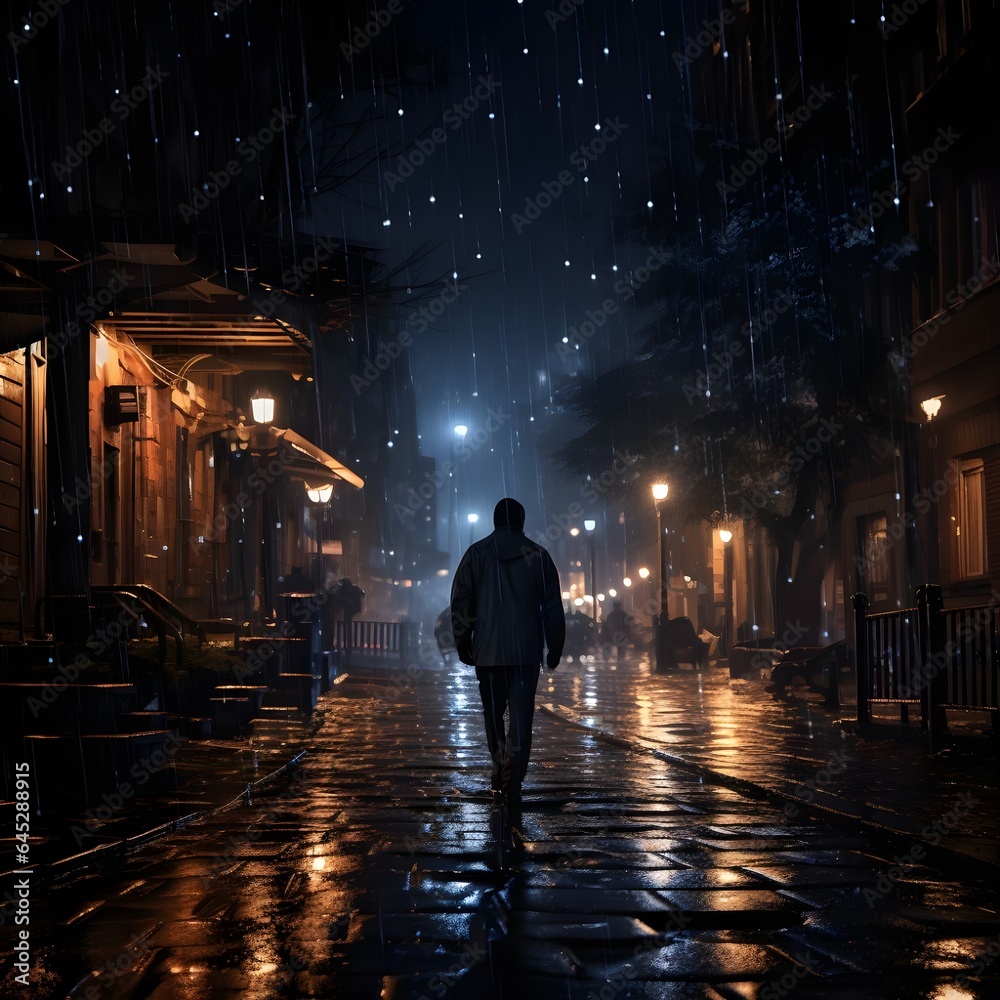 person walking in the night 