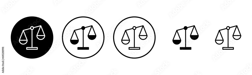 Scales icon set illustration. Law scale icon. Justice sign and symbol Scales icon set illustration. Law scale icon. Justice sign and symbol