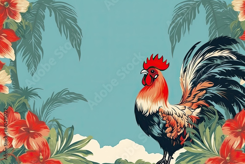 Wallpaper Mural a rooster with brown plumage is crowing against the background of nature outdoor. space for text. banner Torontodigital.ca