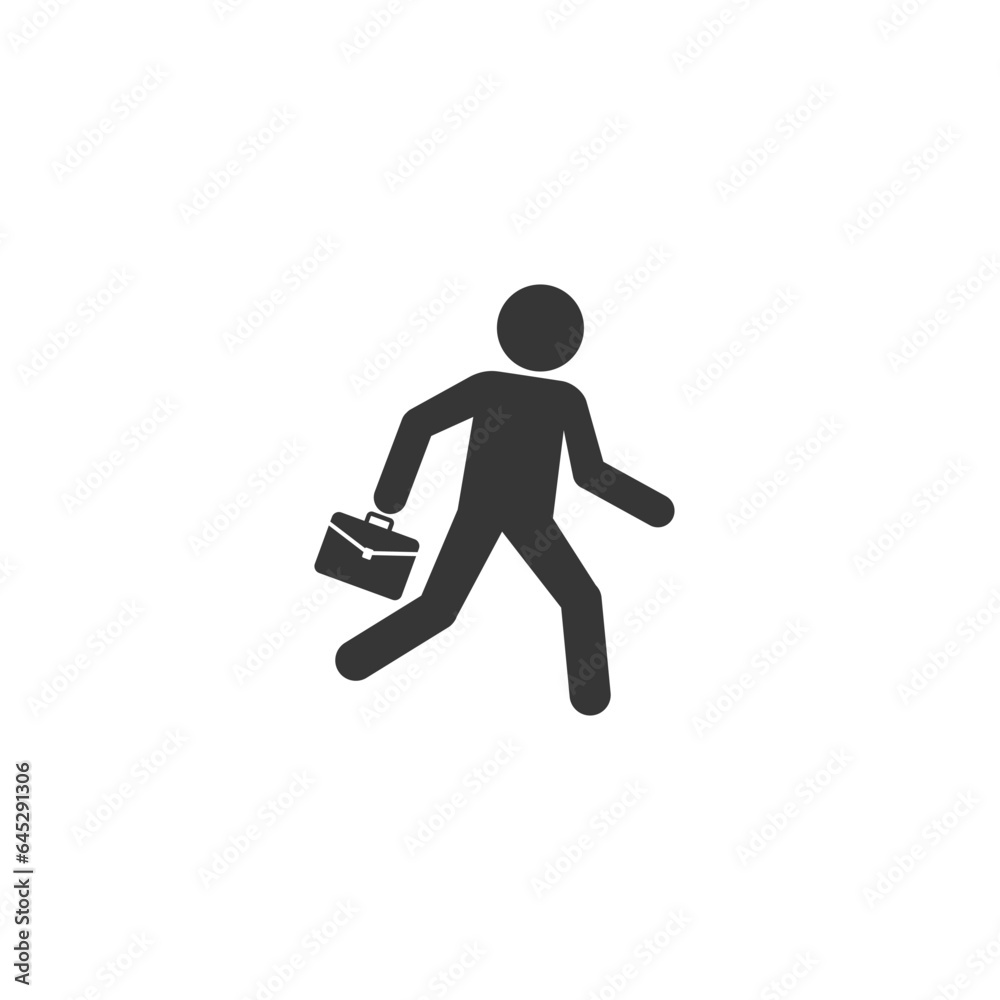 Business icon vector illustration of a businessman running with briefcase, business, energetic, dynamic concept Business icon vector illustration of a businessman running with briefcase, business, energetic, dynamic concept
