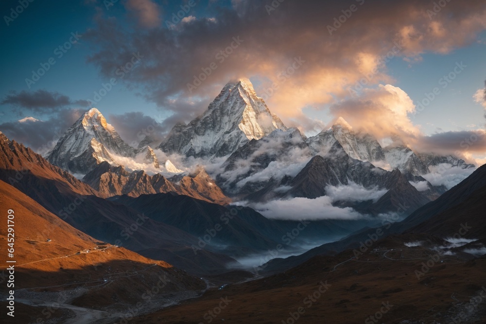 Mountain landscape at sunrise. Mountain landscape at sunrise.