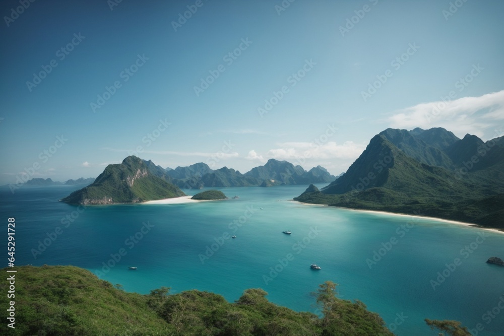 Mountain landscape with blue lake Mountain landscape with blue lake
