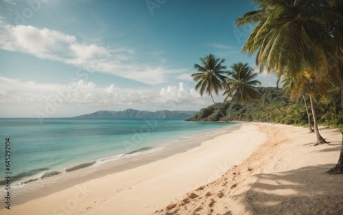 Beautiful tropical beach and sea with coconut palm tree © Viewvie