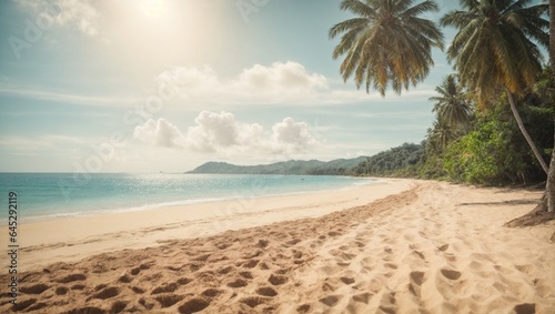 Beautiful tropical beach and sea with coconut palm tree