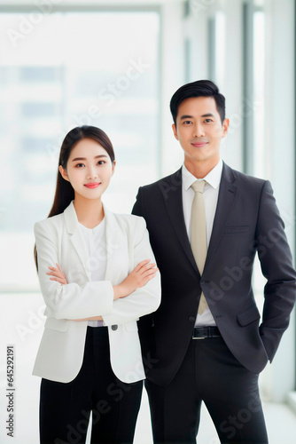 asian businesswoman with co-worker in an office