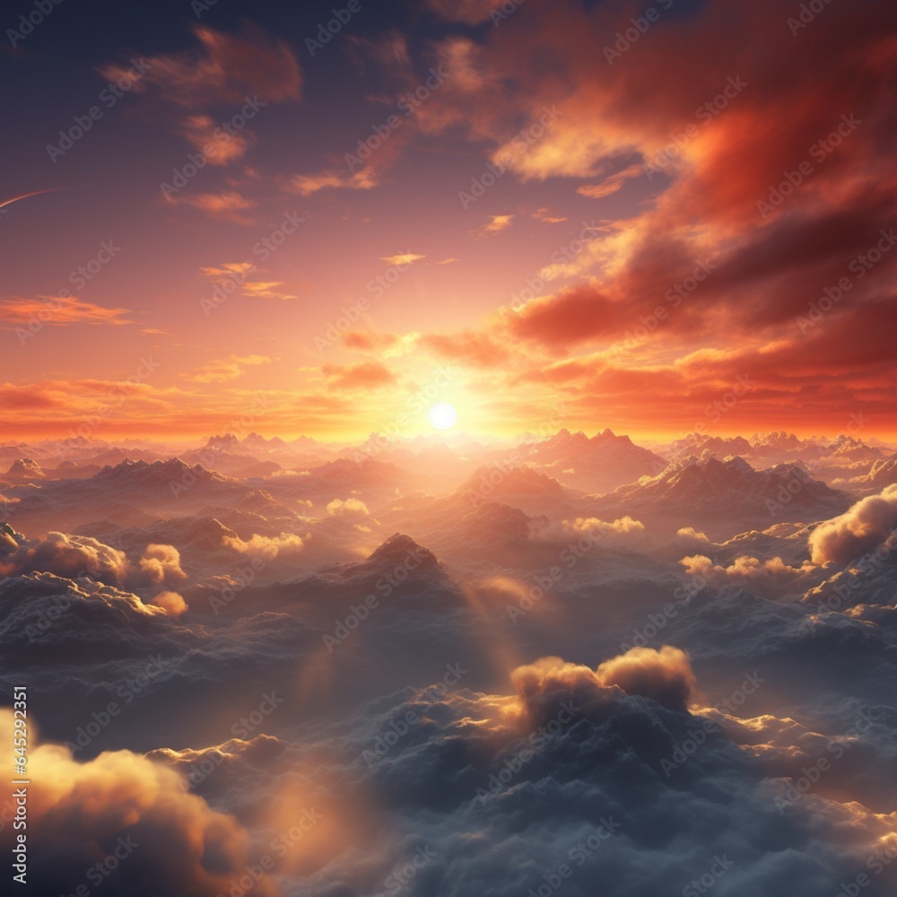 brilliant sun shining, sunset, sky, generative ai brilliant sun shining, sunset, sky, generative ai